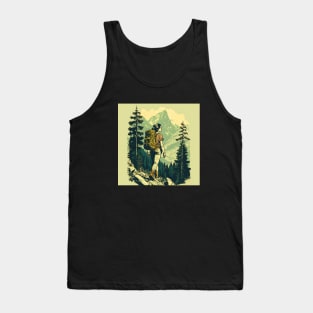 Woman Hiking in Forest Design, Adventure Mountain Tank Top